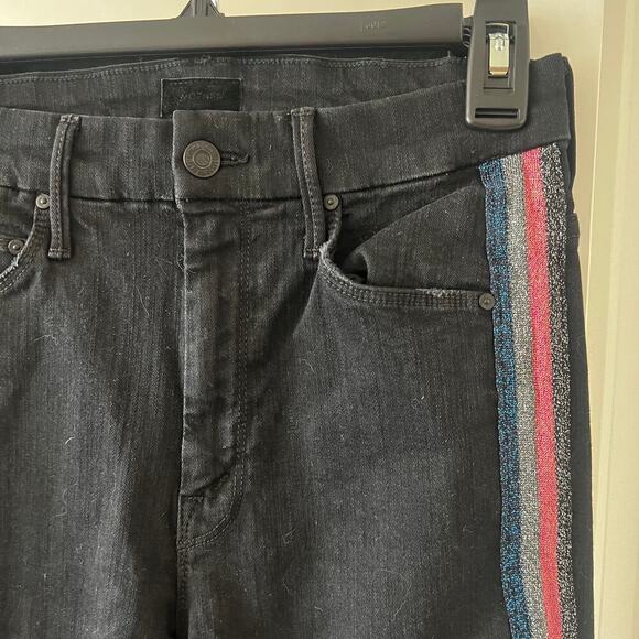 B60 Mother Jeans High Waisted Looker Ankle Fray in Guilty Glitter Racer Size 26 - Picture 8 of 12